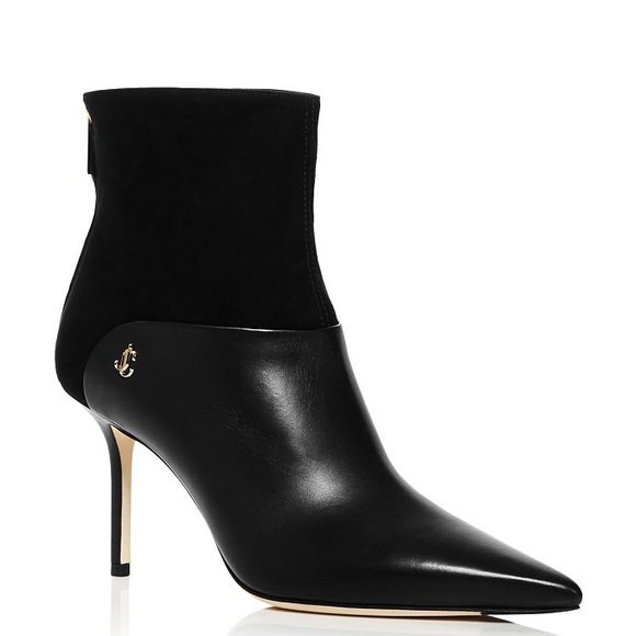 Jimmy Choo Shoes - NIB Jimmy choo Beyla black leather boots size 37 7 pointy heels brand new suede